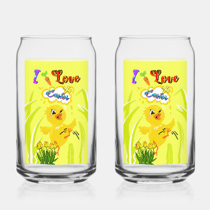 I Love Easter Can Glass