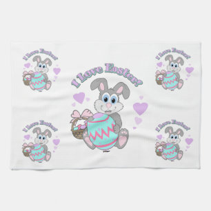 I Love Easter! Easter Bunny Kitchen Towel