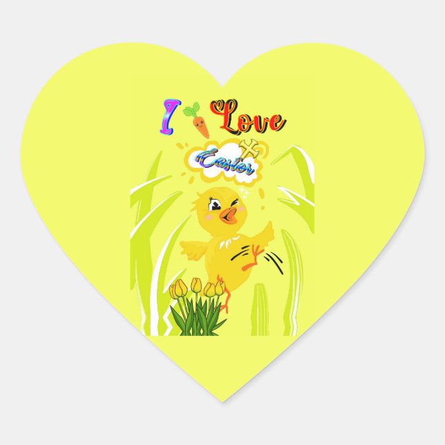 I Love Easter Heart Sticker (Front)