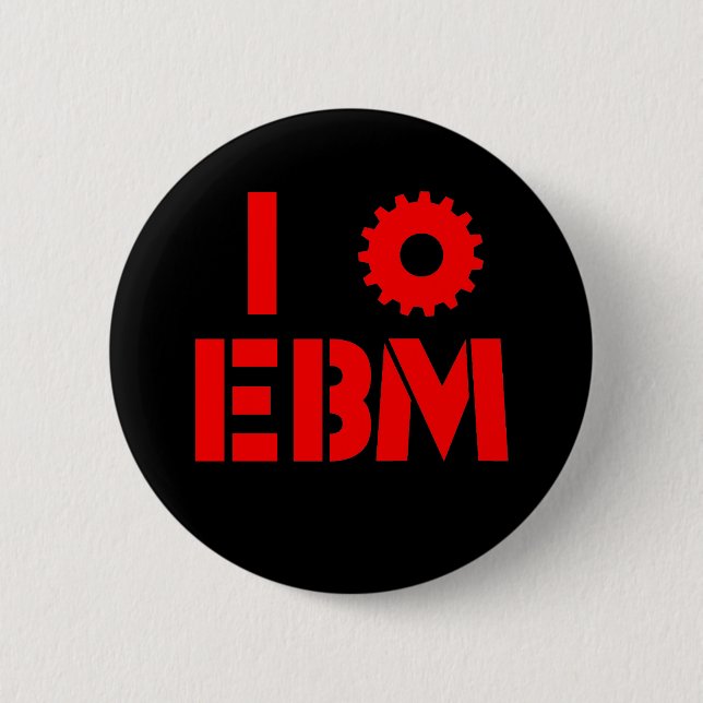 I LOVE EBM Red 2 Inch Round Button (Front)