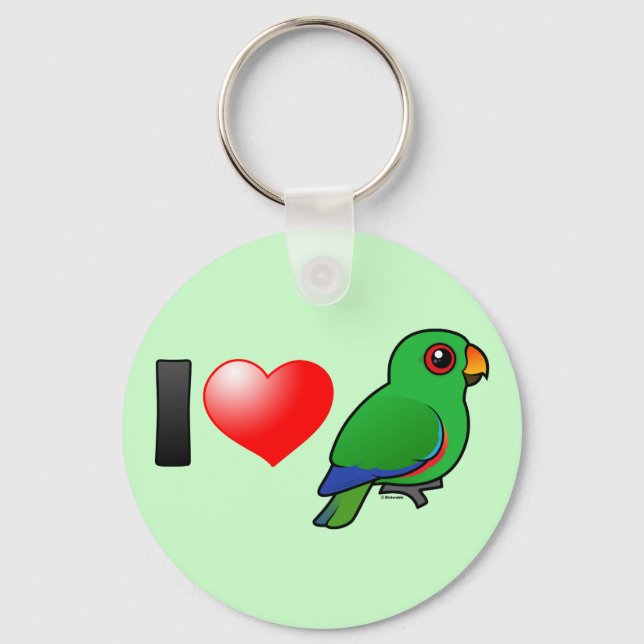 I Love Eclectus Parrots (male) Keychain (Front)
