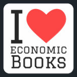 I love economic book square sticker<br><div class="desc">I love economic book ,  for numbers lovers</div>