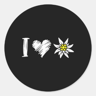 I Love Edelweiss The Flower From The Alps For Hiki Classic Round Sticker
