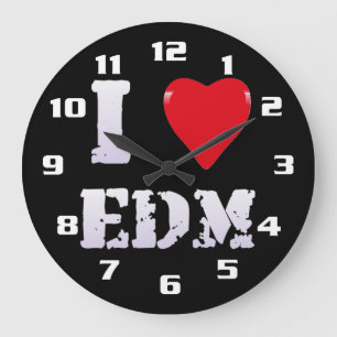 I LOVE EDM I HEART EDM COOL LARGE CLOCK