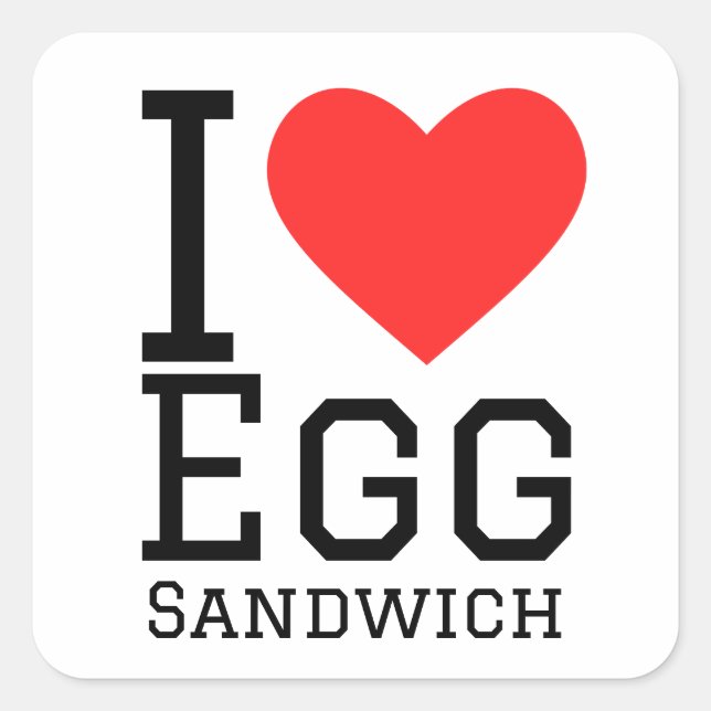 I love egg sandwich square sticker (Front)