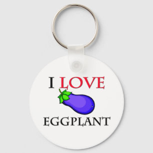 I Love Eggplant Keychain