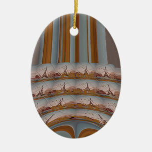 I Love Eiffel Tower  Paris With Love blue sky colo Ceramic Ornament