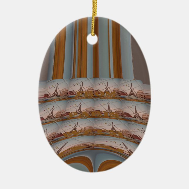 I Love Eiffel Tower  Paris With Love blue sky colo Ceramic Ornament (Front)