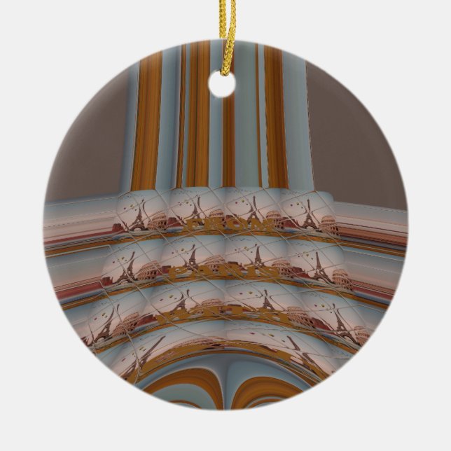 I Love Eiffel Tower  Paris With Love blue sky colo Ceramic Ornament (Front)