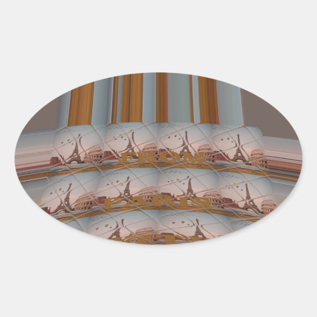 I Love Eiffel Tower  Paris With Love blue sky colo Oval Sticker (Front)