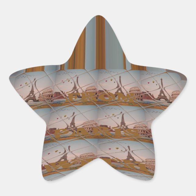 I Love Eiffel Tower  Paris With Love blue sky colo Star Sticker (Front)