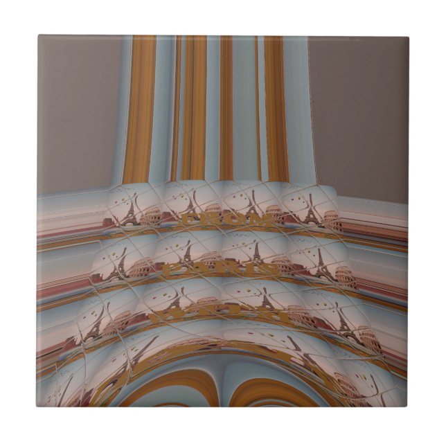 I Love Eiffel Tower  Paris With Love blue sky colo Tile (Front)