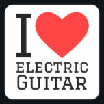 I love electric guitar  square sticker<br><div class="desc">I love electric guitar ,  for music lovers</div>