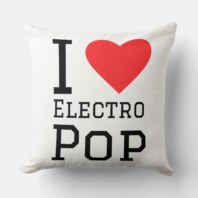 I love electro pop throw pillow (Front)