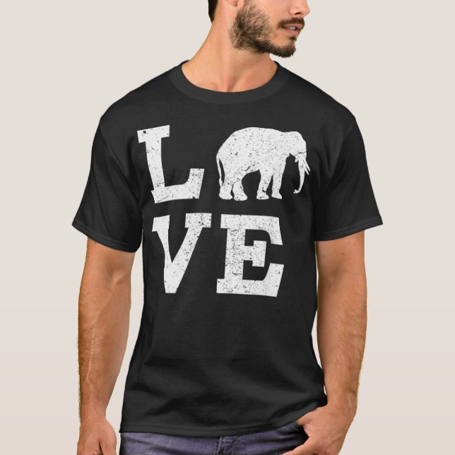 I Love Elephants Funny  T-Shirt (Front)
