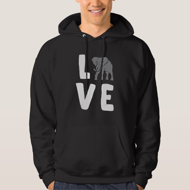 I Love Elephants Hoodie (Front)
