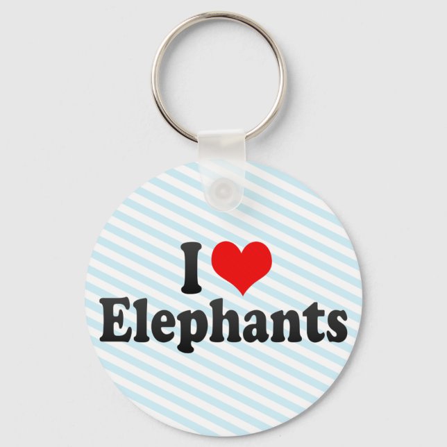 I Love Elephants Keychain (Front)
