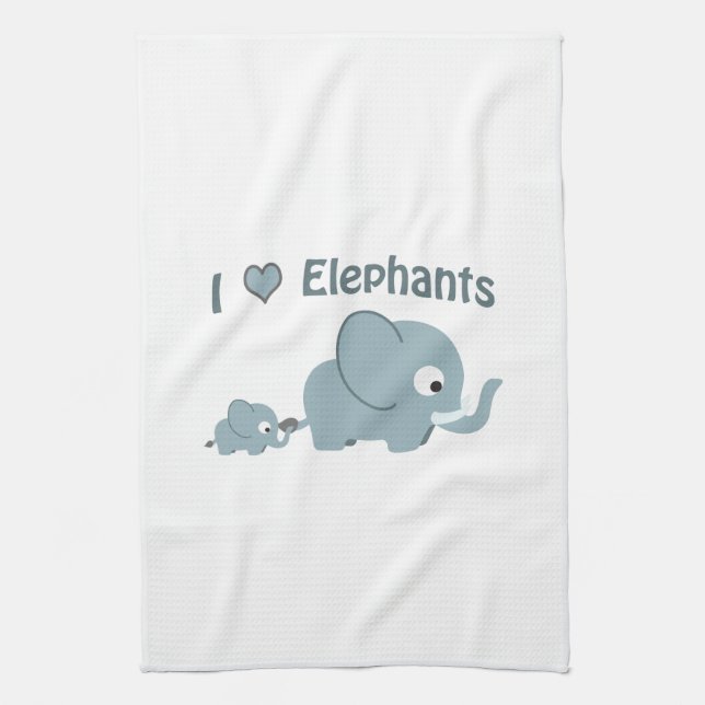 I love elephants. kitchen towel (Vertical)
