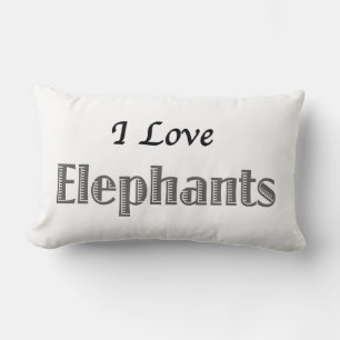 I Love Elephants Lumbar Pillow