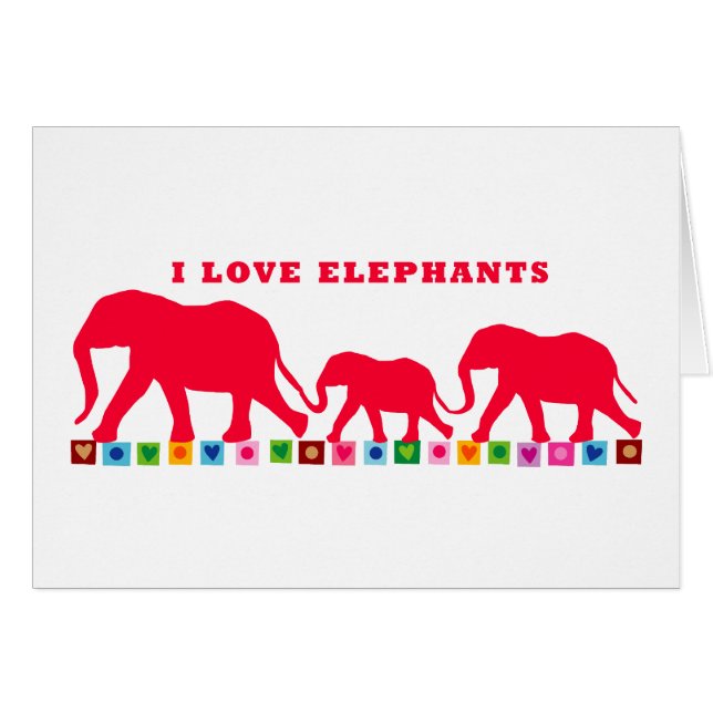 I Love Elephants (Red) (Front Horizontal)