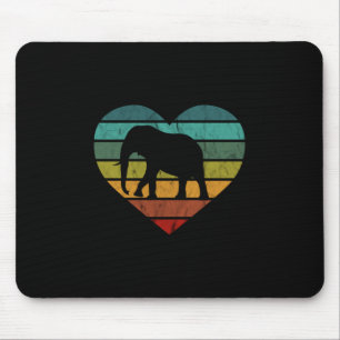 I Love Elephants Retro Heart Mouse Pad
