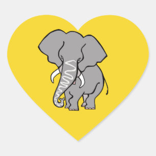 I love ELEPHANTS - Wildlife - Yellow Heart Sticker