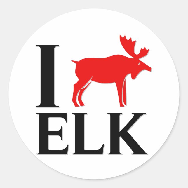 I Love Elk Classic Round Sticker (Front)