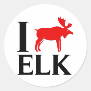 I Love Elk Classic Round Sticker