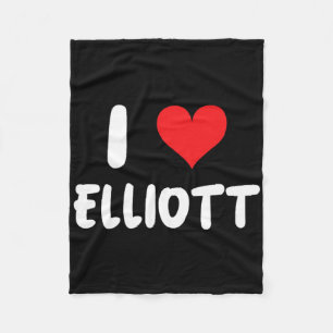 I Love Elliott - Heart  Fleece Blanket