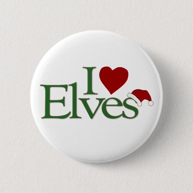 I Love Elves 2 Inch Round Button (Front)