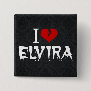 I Love Elvira Broken Heart 2 Inch Square Button