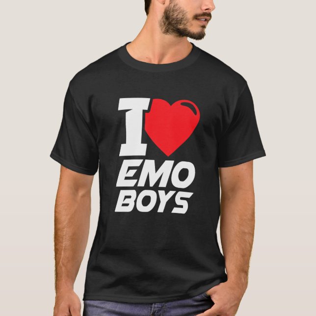 I Love Emo Boys I Heart Emo Boys T-Shirt (Front)