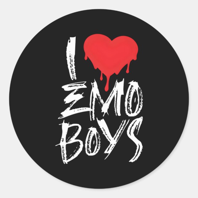 I Love Emo Goth Grunge Alt 2000S Punk Scene Emo Classic Round Sticker (Front)