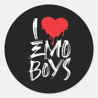 I Love Emo Goth Grunge Alt 2000S Punk Scene Emo Classic Round Sticker