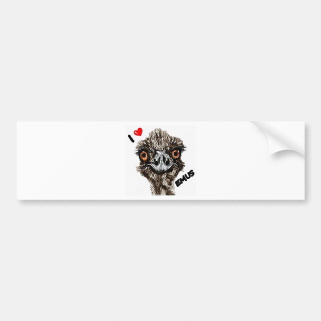 I LOVE EMUS BUMPER STICKER (Front)
