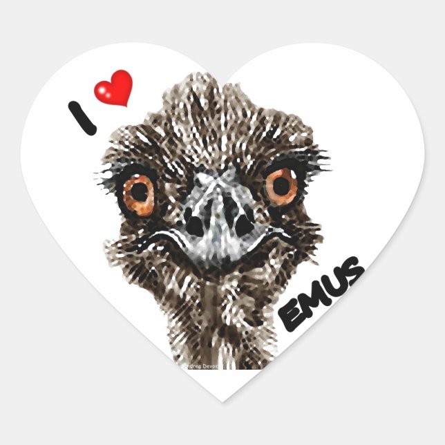 I LOVE EMUS HEART STICKER (Front)