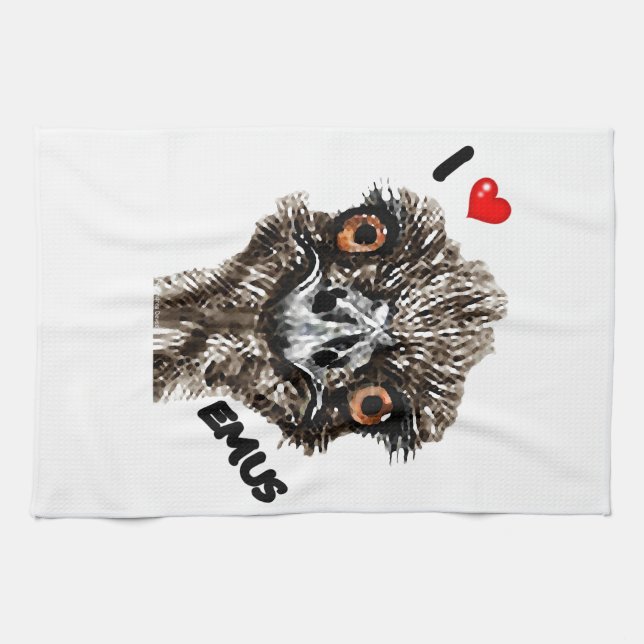 I LOVE EMUS KITCHEN TOWEL (Horizontal)