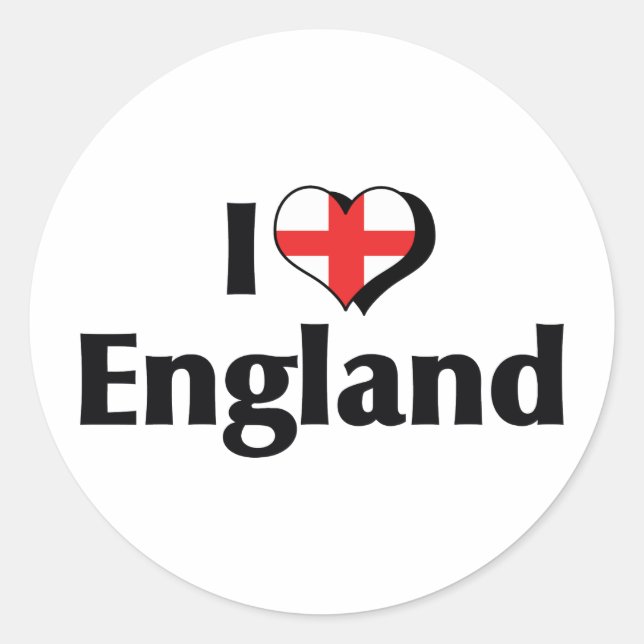 I Love England Flag Classic Round Sticker (Front)