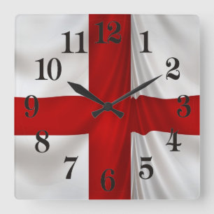 I Love England Flag of St George Patriotic Square Wall Clock