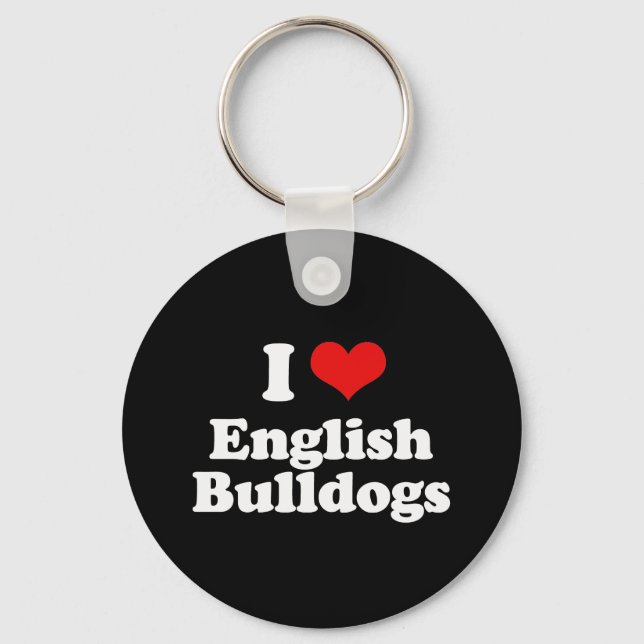 I Love English Bulldogs Keychain (Front)