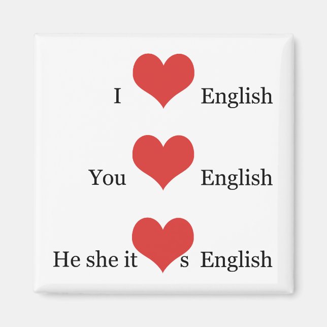 I love English Grammar TESOL ESL Teacher Student Magnet (Front)