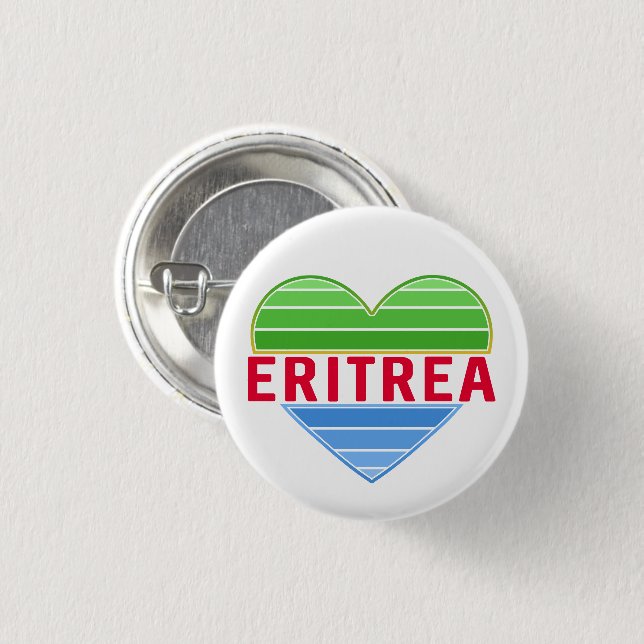 I Love Eritrea, Eritrean Heart 1 Inch Round Button (Front & Back)