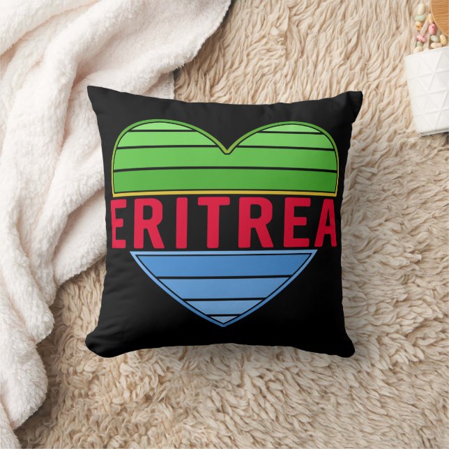 I Love Eritrea, Eritrean Heart Throw Pillow (Blanket)