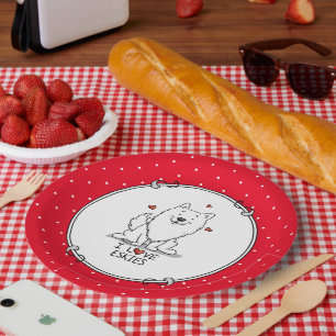 I Love Eskies (I Love American Eskimo Dogs) - Cute Paper Plate