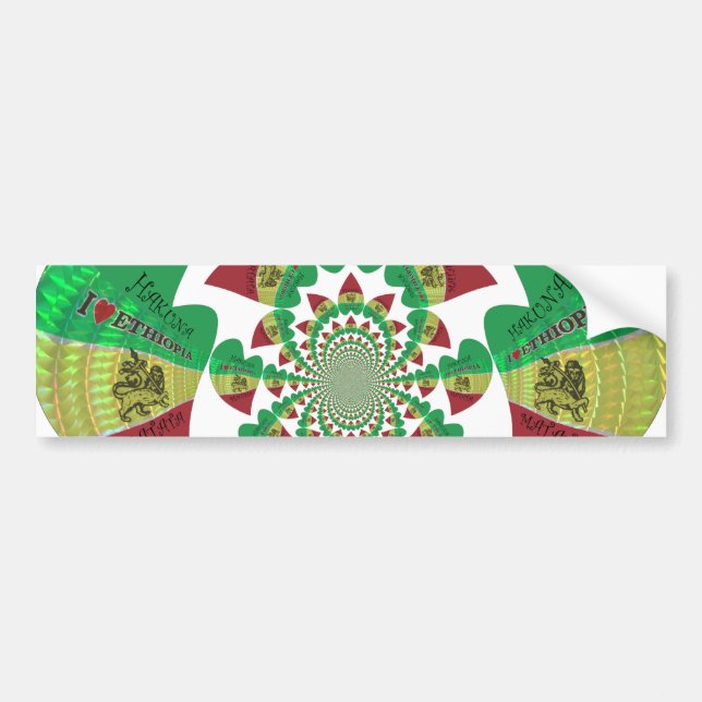 I Love Ethiopia Kaleidoscope – Heartfelt Rasta Art Bumper Sticker (Front)