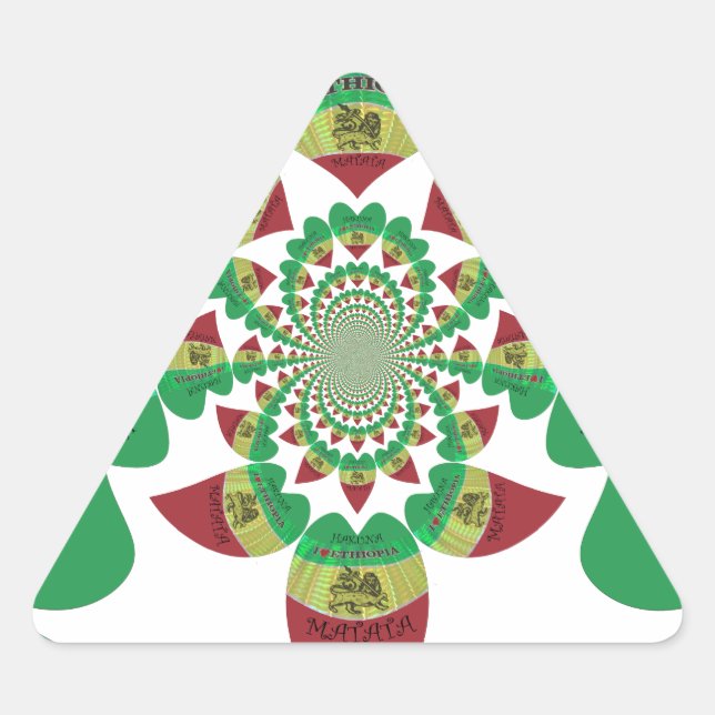 I Love Ethiopia Kaleidoscope – Heartfelt Rasta Art Triangle Sticker (Front)