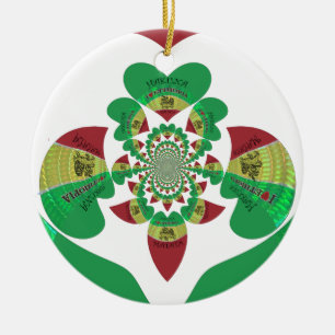I love Ethiopia Lovely Hearts Colours Ceramic Ornament