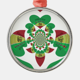 I love Ethiopia Lovely Hearts Colours Metal Ornament