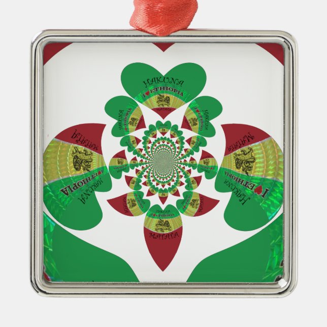 I love Ethiopia Lovely Hearts Colours Metal Ornament (Front)