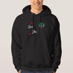 I Love Ethipia With Ethiopian Flag In a Heart Ethi Hoodie